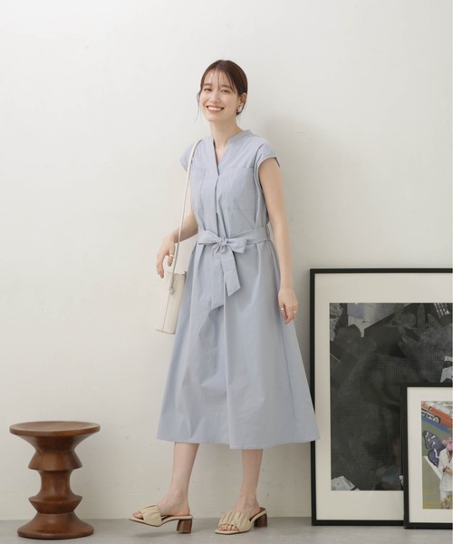 LB.04/ナイロンストレッチポプリンスキッパーノースリーブワンピース