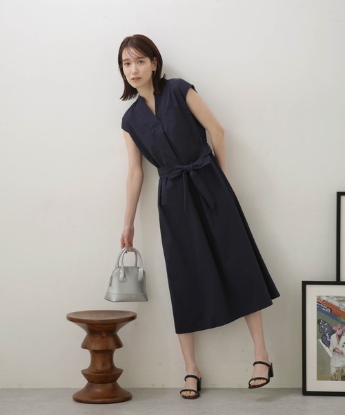 LB.04/ナイロンストレッチポプリンスキッパーノースリーブワンピース
