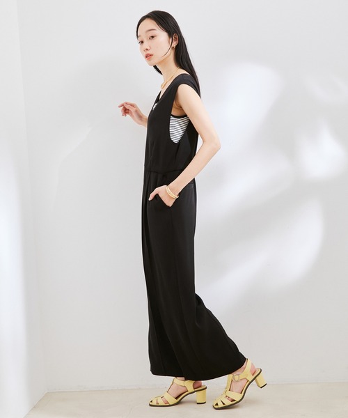 【洗える】Vネックオールインワン