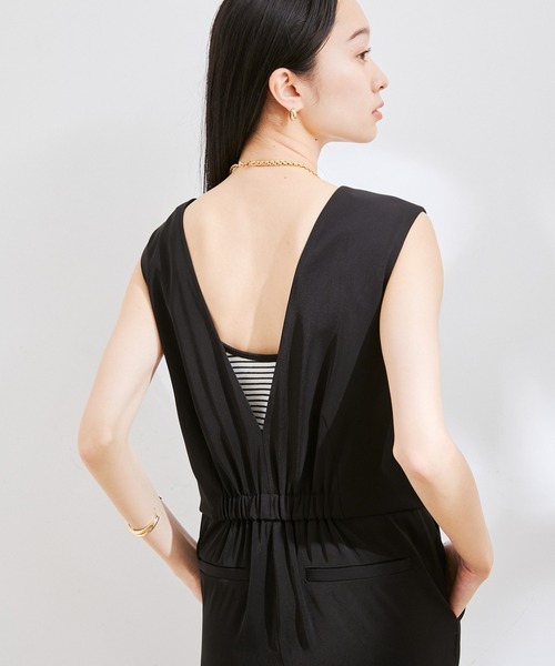 【洗える】Vネックオールインワン