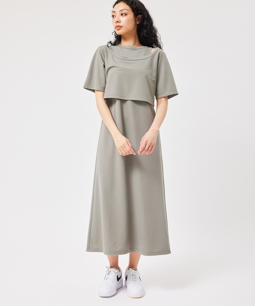 NERGY（ナージー）の「【セットアイテム】レイヤードカットワンピース（ワンピース・レディース・ライトグレー/グリーン・FREE）」の2枚目の写真