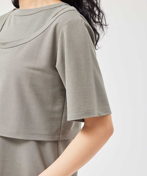 NERGY（ナージー）の「【セットアイテム】レイヤードカットワンピース（ワンピース・レディース・ライトグレー/グリーン・FREE）」の5枚目の写真