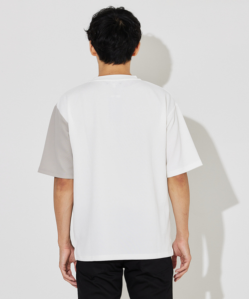 ABAHOUSE GRAY(アバハウスグレイ)の「【パネル切替】フクレ ジャガード 半袖 Tシャツ(Tシャツ/カットソー・メンズ・グレイッシュベージュ/ホワイト/ネイビー・46/48)」の7枚目の写真