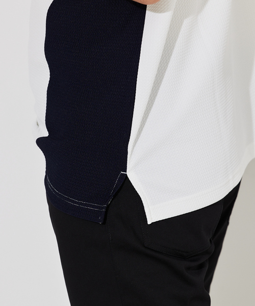 ABAHOUSE GRAY(アバハウスグレイ)の「【パネル切替】フクレ ジャガード 半袖 Tシャツ(Tシャツ/カットソー・メンズ・グレイッシュベージュ/ホワイト/ネイビー・46/48)」の10枚目の写真