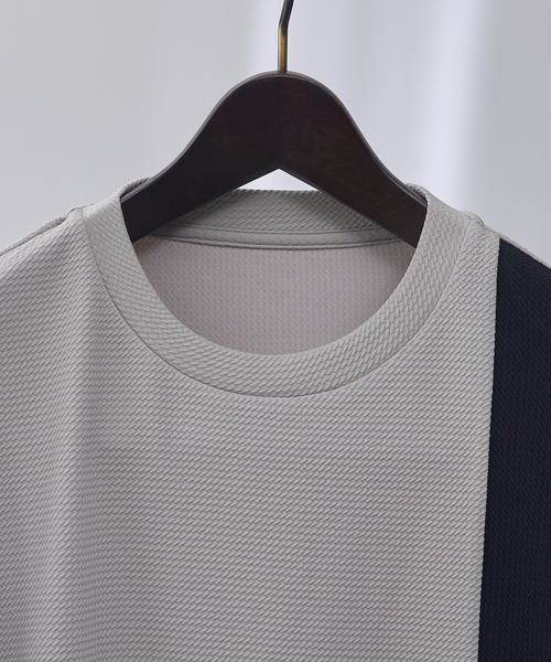 ABAHOUSE GRAY(アバハウスグレイ)の「【パネル切替】フクレ ジャガード 半袖 Tシャツ(Tシャツ/カットソー・メンズ・グレイッシュベージュ/ホワイト/ネイビー・46/48)」の14枚目の写真