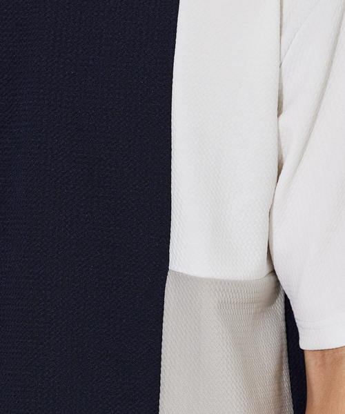 ABAHOUSE GRAY(アバハウスグレイ)の「【パネル切替】フクレ ジャガード 半袖 Tシャツ(Tシャツ/カットソー・メンズ・グレイッシュベージュ/ホワイト/ネイビー・46/48)」の18枚目の写真