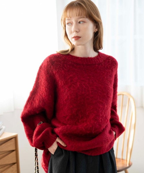 WEGO（ウィゴー）の「WEGO/モヘアライクBIGプルオーバー（ニット/セーター・メンズ・ライトグレー/ブラック/ベージュ/サックスブルー/レッド/グリーン/マスタード/ダークグレー/グリーン系その他・MEDIUM/LARGE）」の9枚目の写真