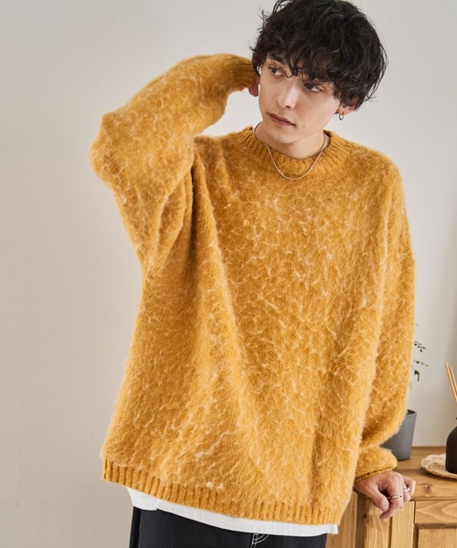 WEGO（ウィゴー）の「WEGO/モヘアライクBIGプルオーバー（ニット/セーター・メンズ・ライトグレー/ブラック/ベージュ/サックスブルー/レッド/グリーン/マスタード/ダークグレー/グリーン系その他・MEDIUM/LARGE）」の8枚目の写真