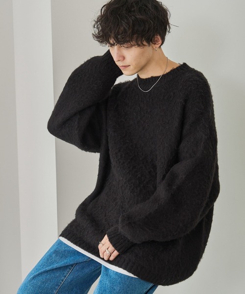 WEGO（ウィゴー）の「WEGO/モヘアライクBIGプルオーバー（ニット/セーター・メンズ・ライトグレー/ブラック/ベージュ/サックスブルー/レッド/グリーン/マスタード/ダークグレー/グリーン系その他・MEDIUM/LARGE）」の2枚目の写真