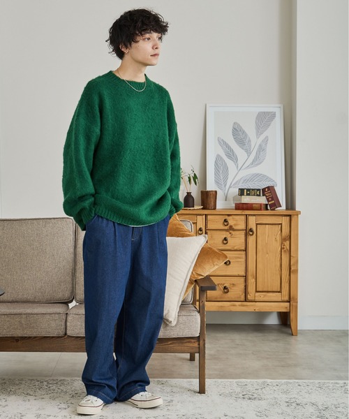 WEGO（ウィゴー）の「WEGO/モヘアライクBIGプルオーバー（ニット/セーター・メンズ・ライトグレー/ブラック/ベージュ/サックスブルー/レッド/グリーン/マスタード/ダークグレー/グリーン系その他・MEDIUM/LARGE）」の21枚目の写真