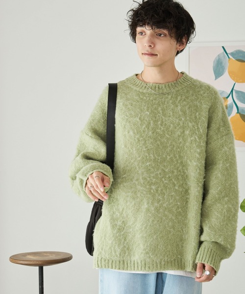 WEGO（ウィゴー）の「WEGO/モヘアライクBIGプルオーバー（ニット/セーター・メンズ・ライトグレー/ブラック/ベージュ/サックスブルー/レッド/グリーン/マスタード/ダークグレー/グリーン系その他・MEDIUM/LARGE）」の20枚目の写真