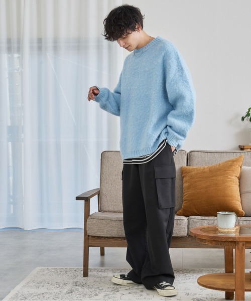 WEGO（ウィゴー）の「WEGO/モヘアライクBIGプルオーバー（ニット/セーター・メンズ・ライトグレー/ブラック/ベージュ/サックスブルー/レッド/グリーン/マスタード/ダークグレー/グリーン系その他・MEDIUM/LARGE）」の14枚目の写真