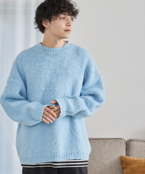 WEGO（ウィゴー）の「WEGO/モヘアライクBIGプルオーバー（ニット/セーター・メンズ・ライトグレー/ブラック/ベージュ/サックスブルー/レッド/グリーン/マスタード/ダークグレー/グリーン系その他・MEDIUM/LARGE）」の17枚目の写真