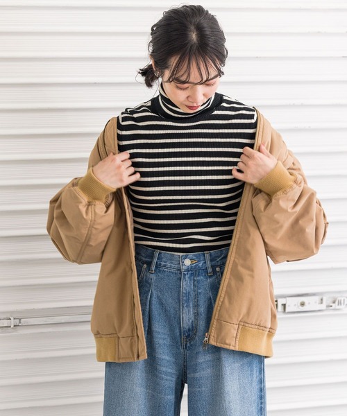 BAYFLOW（ベイフロー）の「【袖が外せる2way】トランスフォームMA-1（MA-1・レディース・ベージュ/カーキ/アイボリー・FREE）」の20枚目の写真