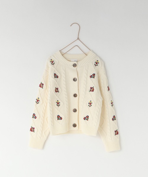 LOWRYS FARM（ローリーズファーム）の「フラワーシシュウカーデ　967923（カーディガン/ボレロ・キッズ・ネイビー/イエロー/アイボリー・110cm/120cm/130cm/140cm/150cm）」の11枚目の写真