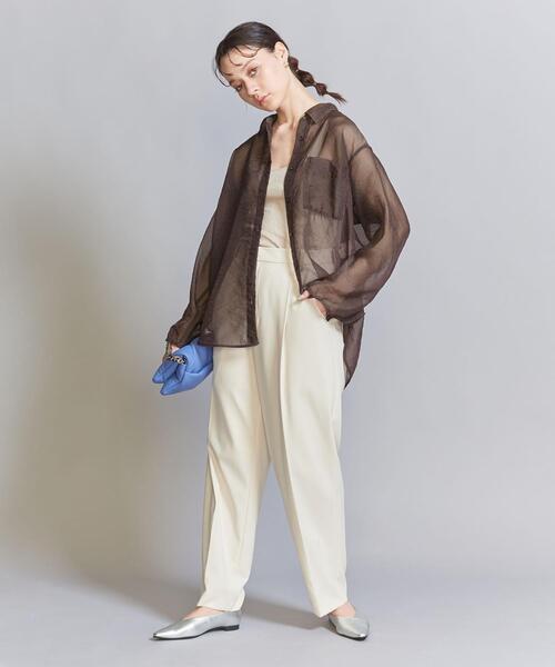 BEAUTY&YOUTH UNITED ARROWS◆シャンブレーオーガンジーシャツ/FREE/ポリエステル/BRW シャンブレーオーガンジー シャツ