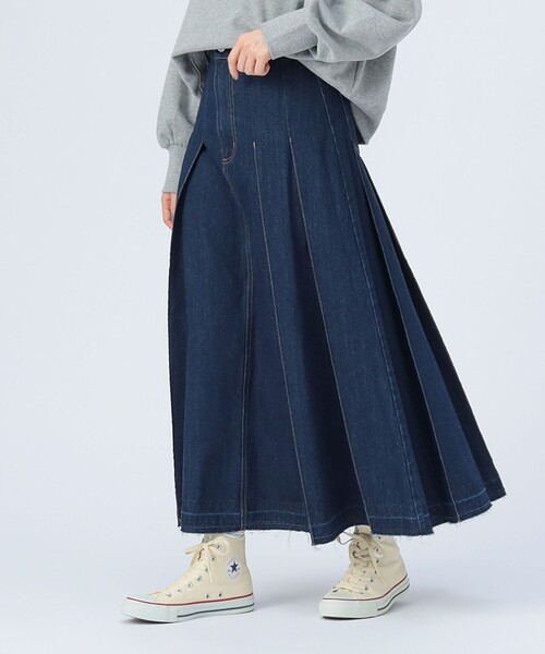 BEAMS HEART(ビームスハート)の「ワイドプリーツ デニムスカート(デニムスカート・レディース・ネイビー/ブラック/サックスブルー・SMALL/MEDIUM)」の16枚目の写真