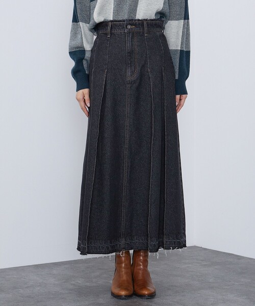 BEAMS HEART(ビームスハート)の「ワイドプリーツ デニムスカート(デニムスカート・レディース・ネイビー/ブラック/サックスブルー・SMALL/MEDIUM)」の18枚目の写真