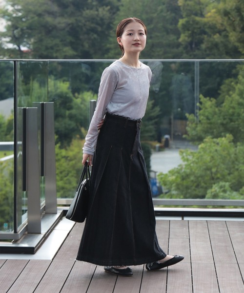 BEAMS HEART(ビームスハート)の「ワイドプリーツ デニムスカート(デニムスカート・レディース・ネイビー/ブラック/サックスブルー・SMALL/MEDIUM)」の10枚目の写真