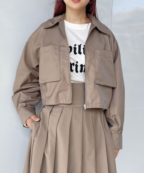 179/WG（イチナナキュウダブルジー）の「フラットカラーショートジャケット（その他アウター・レディース・ベージュ/グレー/ブラック・MEDIUM）」の3枚目の写真