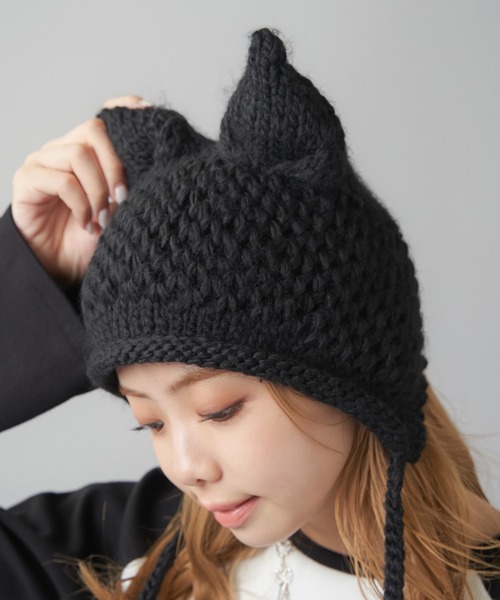 マリメッコ　ポンポンつき　猫耳ニットキャップ sb-hat027.jpg