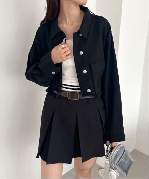 OLIVE des OLIVE（オリーブデオリーブ）の「クロップドGジャン　1032070120（デニムジャケット・レディース・ブルー/ブラック/スミクロ・FREE）」の7枚目の写真