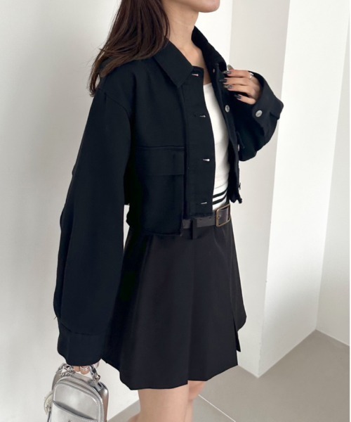 OLIVE des OLIVE（オリーブデオリーブ）の「クロップドGジャン　1032070120（デニムジャケット・レディース・ブルー/ブラック/スミクロ・FREE）」の8枚目の写真