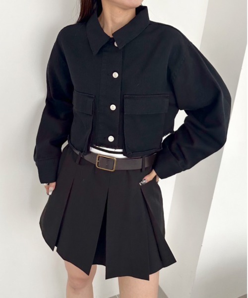 OLIVE des OLIVE（オリーブデオリーブ）の「クロップドGジャン　1032070120（デニムジャケット・レディース・ブルー/ブラック/スミクロ・FREE）」の10枚目の写真