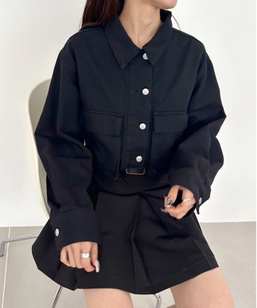 OLIVE des OLIVE（オリーブデオリーブ）の「クロップドGジャン　1032070120（デニムジャケット・レディース・ブルー/ブラック/スミクロ・FREE）」の11枚目の写真