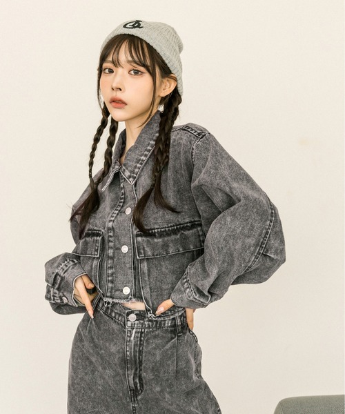 OLIVE des OLIVE（オリーブデオリーブ）の「クロップドGジャン　1032070120（デニムジャケット・レディース・ブルー/ブラック/スミクロ・FREE）」の14枚目の写真