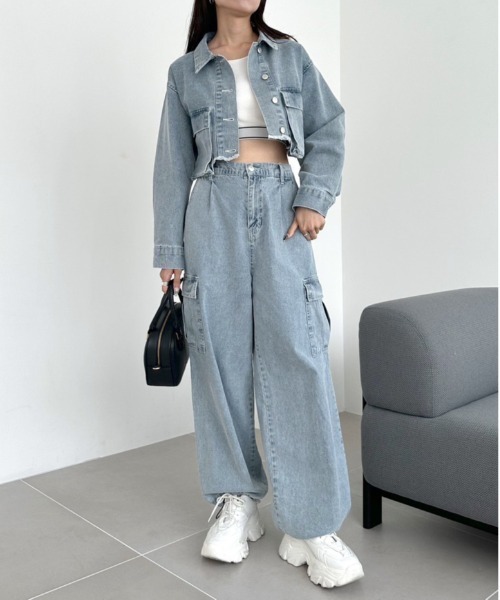 OLIVE des OLIVE（オリーブデオリーブ）の「クロップドGジャン　1032070120（デニムジャケット・レディース・ブルー/ブラック/スミクロ・FREE）」の16枚目の写真