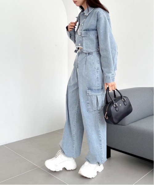 OLIVE des OLIVE（オリーブデオリーブ）の「クロップドGジャン　1032070120（デニムジャケット・レディース・ブルー/ブラック/スミクロ・FREE）」の17枚目の写真