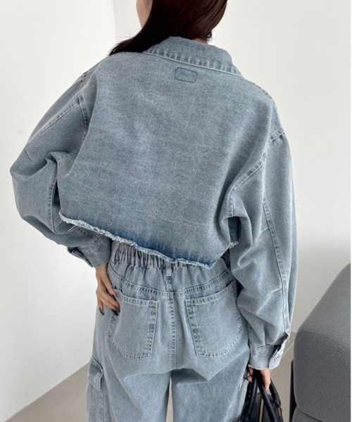 OLIVE des OLIVE（オリーブデオリーブ）の「クロップドGジャン　1032070120（デニムジャケット・レディース・ブルー/ブラック/スミクロ・FREE）」の22枚目の写真