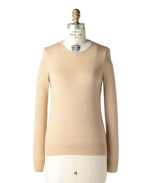 Drawer（ドゥロワー）の「DRAWER カシミヤシルク 18G リブクルー§（ニット/セーター・レディース・ブラック/ベージュ/ネイビー/グレー・1/2）」の3枚目の写真