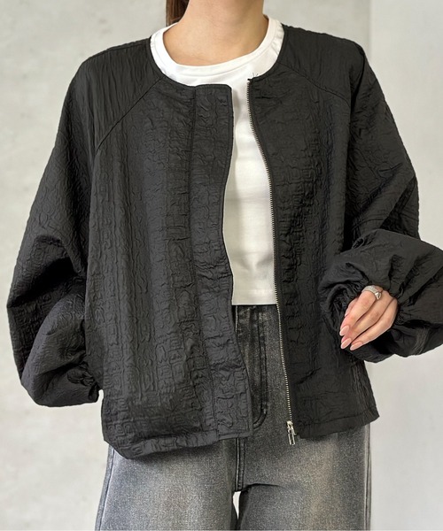 Per sist ence（パーシエンス）の「フクレジャガードノーカラージャケット（ノーカラージャケット・レディース・アイボリー/カーキ/ブラウン/ブラック・FREE）」の6枚目の写真