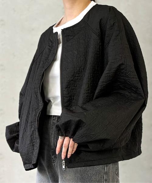 Per sist ence（パーシエンス）の「フクレジャガードノーカラージャケット（ノーカラージャケット・レディース・アイボリー/カーキ/ブラウン/ブラック・FREE）」の7枚目の写真