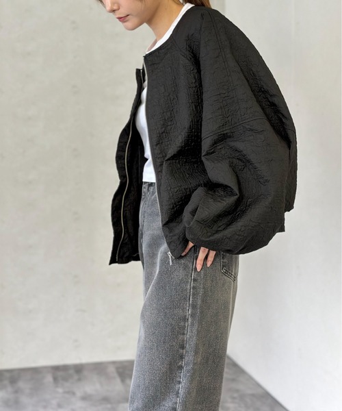 Per sist ence（パーシエンス）の「フクレジャガードノーカラージャケット（ノーカラージャケット・レディース・アイボリー/カーキ/ブラウン/ブラック・FREE）」の8枚目の写真