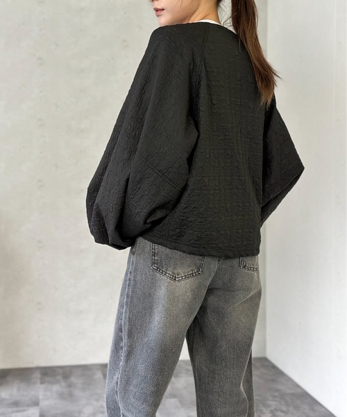 Per sist ence（パーシエンス）の「フクレジャガードノーカラージャケット（ノーカラージャケット・レディース・アイボリー/カーキ/ブラウン/ブラック・FREE）」の10枚目の写真