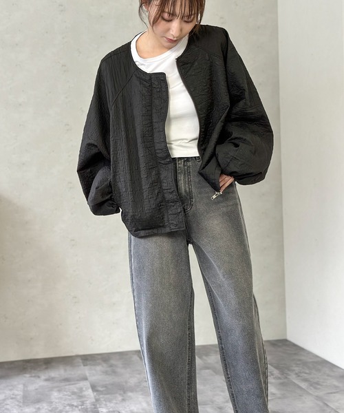 Per sist ence（パーシエンス）の「フクレジャガードノーカラージャケット（ノーカラージャケット・レディース・アイボリー/カーキ/ブラウン/ブラック・FREE）」の14枚目の写真