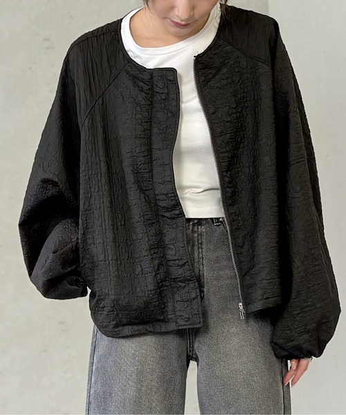 Per sist ence（パーシエンス）の「フクレジャガードノーカラージャケット（ノーカラージャケット・レディース・アイボリー/カーキ/ブラウン/ブラック・FREE）」の15枚目の写真