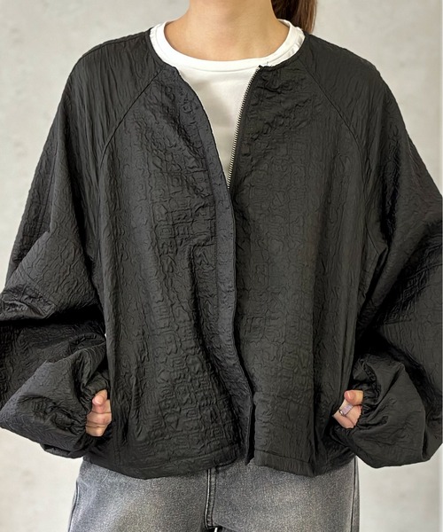 Per sist ence（パーシエンス）の「フクレジャガードノーカラージャケット（ノーカラージャケット・レディース・アイボリー/カーキ/ブラウン/ブラック・FREE）」の18枚目の写真