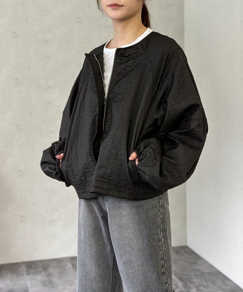 Per sist ence（パーシエンス）の「フクレジャガードノーカラージャケット（ノーカラージャケット・レディース・アイボリー/カーキ/ブラウン/ブラック・FREE）」の20枚目の写真