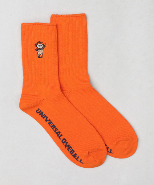 UNIVERSAL OVERALL(ユニバーサルオーバーオール)の「ウィンディー刺繍 リブクルーソックス(ソックス/靴下・メンズ・オレンジ/ブラック/ホワイト・FREE)」の6枚目の写真