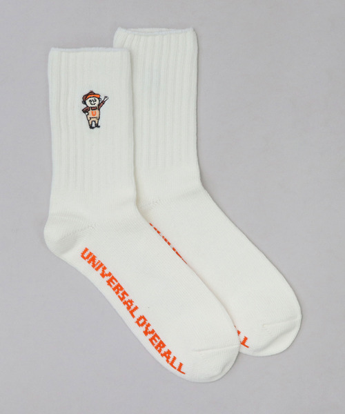 UNIVERSAL OVERALL(ユニバーサルオーバーオール)の「ウィンディー刺繍 リブクルーソックス(ソックス/靴下・メンズ・オレンジ/ブラック/ホワイト・FREE)」の4枚目の写真