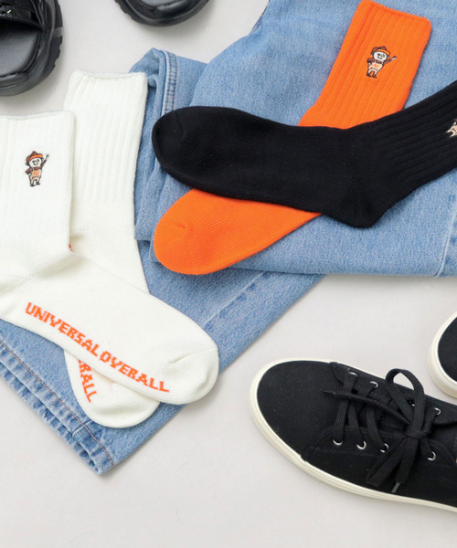 UNIVERSAL OVERALL(ユニバーサルオーバーオール)の「ウィンディー刺繍 リブクルーソックス(ソックス/靴下・メンズ・オレンジ/ブラック/ホワイト・FREE)」の12枚目の写真