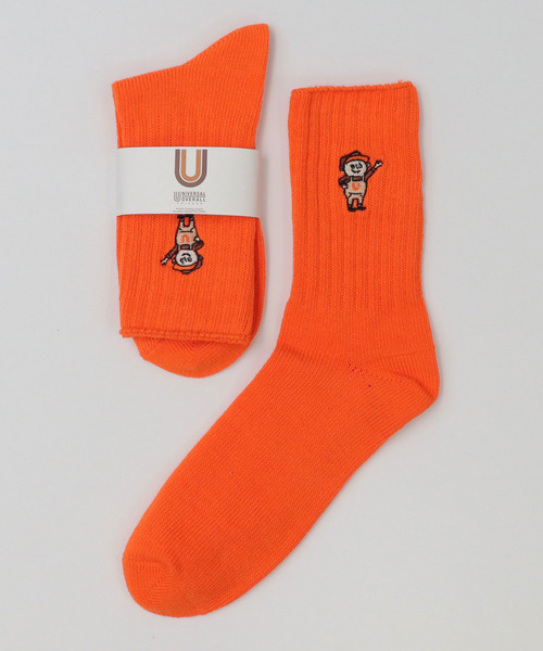 UNIVERSAL OVERALL(ユニバーサルオーバーオール)の「ウィンディー刺繍 リブクルーソックス(ソックス/靴下・メンズ・オレンジ/ブラック/ホワイト・FREE)」の18枚目の写真