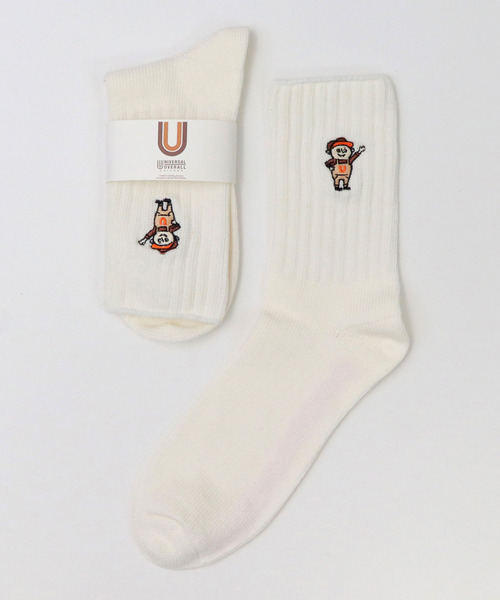UNIVERSAL OVERALL(ユニバーサルオーバーオール)の「ウィンディー刺繍 リブクルーソックス(ソックス/靴下・メンズ・オレンジ/ブラック/ホワイト・FREE)」の16枚目の写真