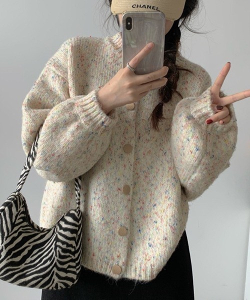 LAC-VERT（ラック・ヴェール）の「ミックスカラーゆるシルエットニットカーディガン（ニット/セーター・レディース・その他2/その他1・FREE）」の12枚目の写真