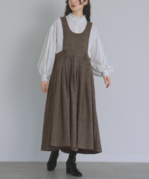 エプロン風グレンチェック柄ワンピース