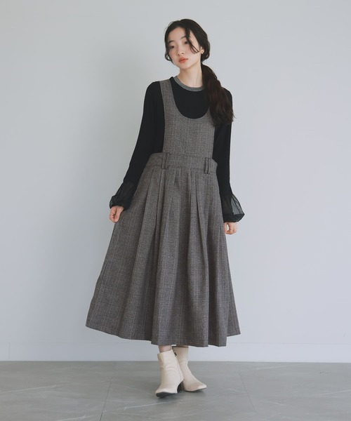 ENFOLD(エンフォルド) 2024AW グレンチェックレイヤードドレス